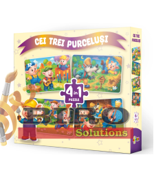 Puzzle 4 în 1 „Cei trei purceluși”