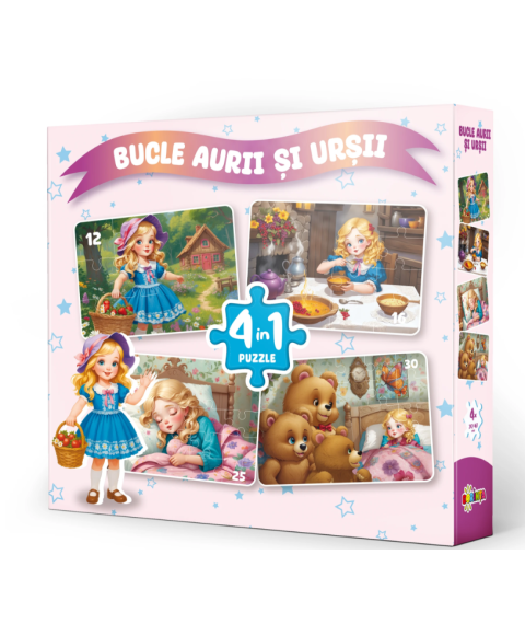 Puzzle 4 în 1 „Bucle Aurii și Urșii”