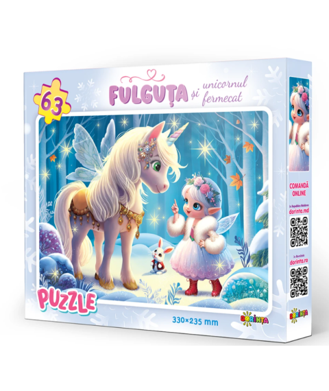 Puzzle 63 piese „Fulguța și Unicornul Fermecat”
