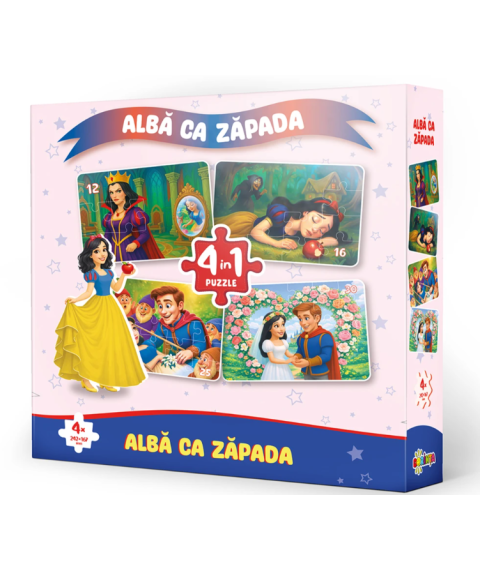 Puzzle 4 în 1 „Albă ca Zăpada”