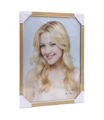 Ramă foto A3, plastic, lemn deschis cu margine aurită, art. 078