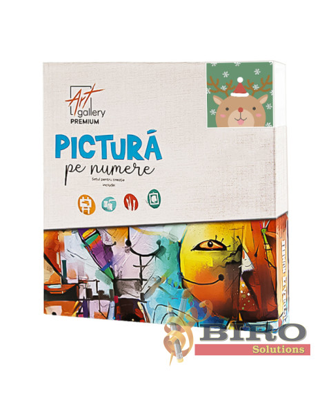Pictură pe numere 20×20 cm Cerb și fulgi de nea