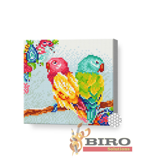 Mozaic cu diamante „Papagali viu-colorați”, 20 × 20 cm