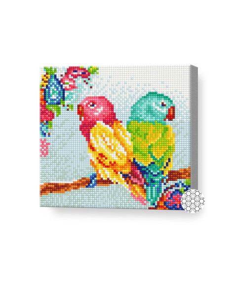Mozaic cu diamante „Papagali viu-colorați”, 20 × 20 cm