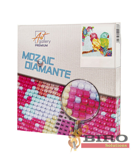 Mozaic cu diamante „Papagali viu-colorați”, 20 × 20 cm