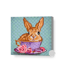 Mozaic cu diamante „Iepuraș în ceașcă”, 20 × 20 cm