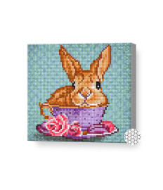 Mozaic cu diamante „Iepuraș în ceașcă”, 20 × 20 cm