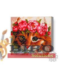 Mozaic cu diamante „Pisicuța în coroniță de flori”, 20 × 20 cm