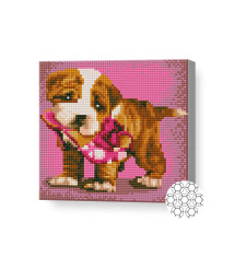 Mozaic cu diamante „Sharpei drăguț”, 20 × 20 cm, cristale rotunde