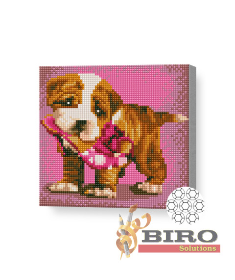 Mozaic cu diamante „Sharpei drăguț”, 20 × 20 cm, cristale rotunde