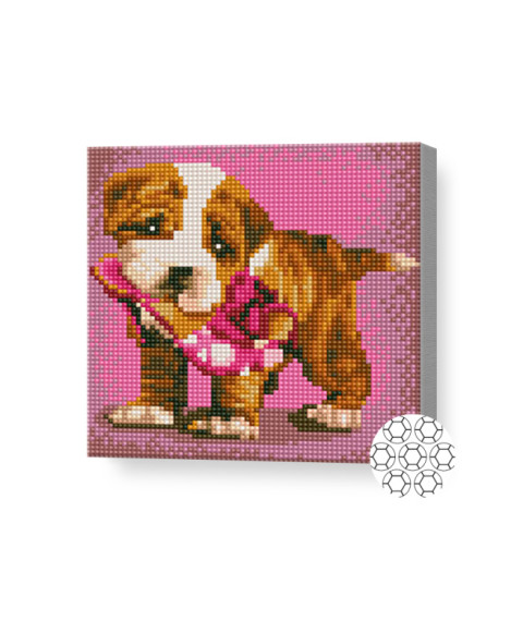 Mozaic cu diamante „Sharpei drăguț”, 20 × 20 cm, cristale rotunde