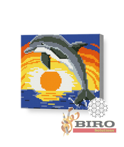 Mozaic cu diamante „Delfin la apus”, 20 × 20 cm