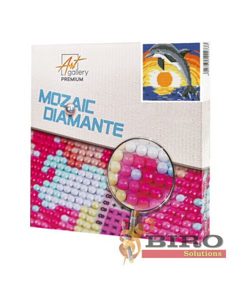 Mozaic cu diamante „Delfin la apus”, 20 × 20 cm