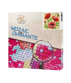Mozaic cu diamante „Maci roșii”, 20 × 20 cm
