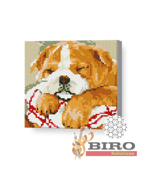 Mozaic cu diamante „Bulldog adormit”, 20 × 20 cm