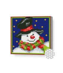 Mozaic cu diamante „Om de zăpadă în pălărie și fular”, 20 × 20 cm