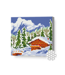 Mozaic cu diamante „Căsuța în pădure iarna”, 20 × 20 cm