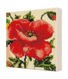 Mozaic cu diamante „Mac luxuriant”, 20 × 20 cm