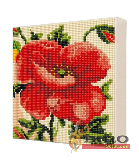 Mozaic cu diamante „Mac luxuriant”, 20 × 20 cm