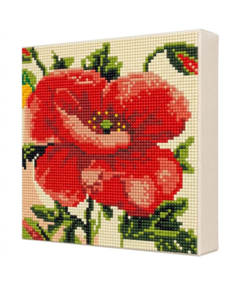 Mozaic cu diamante „Mac luxuriant”, 20 × 20 cm
