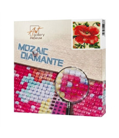 Mozaic cu diamante „Mac luxuriant”, 20 × 20 cm