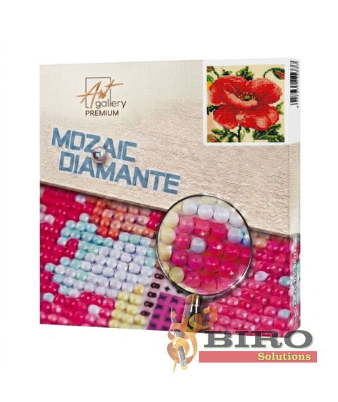 Mozaic cu diamante „Mac luxuriant”, 20 × 20 cm