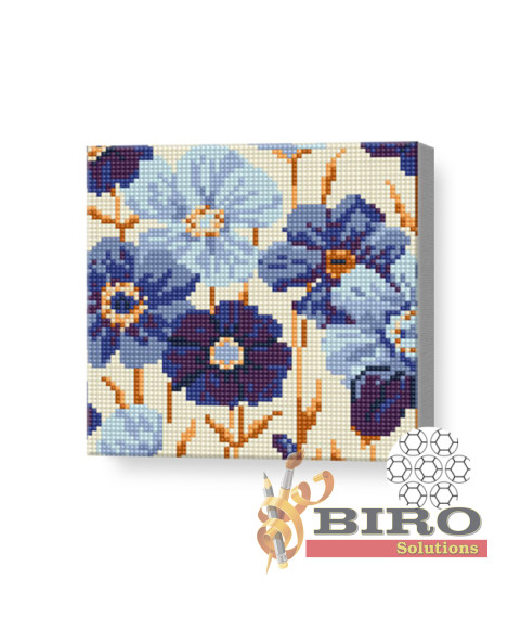 Mozaic cu diamante „Floricele albastre”, 20 × 20 cm