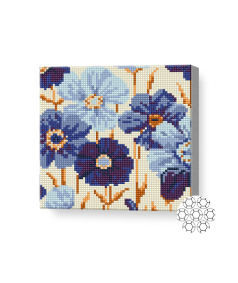 Mozaic cu diamante „Floricele albastre”, 20 × 20 cm
