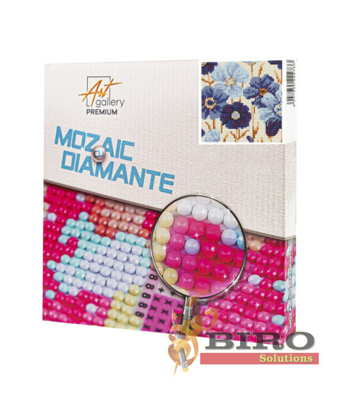 Mozaic cu diamante „Floricele albastre”, 20 × 20 cm