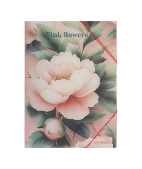 Mapă A4 cu elastic PEONY ARABESKI, semitransparentă, roz