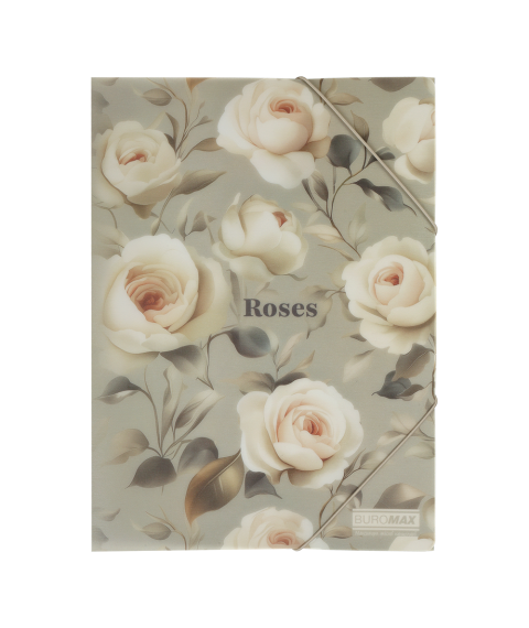 Mapă A4 cu elastic ROSES ARABESKI, semitransparentă, gri deschis