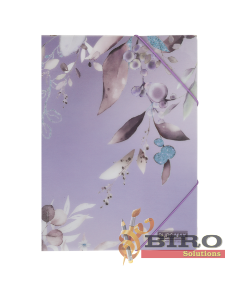 Mapă A4 cu elastic LILAC ARABESKI, semitransparentă, violet