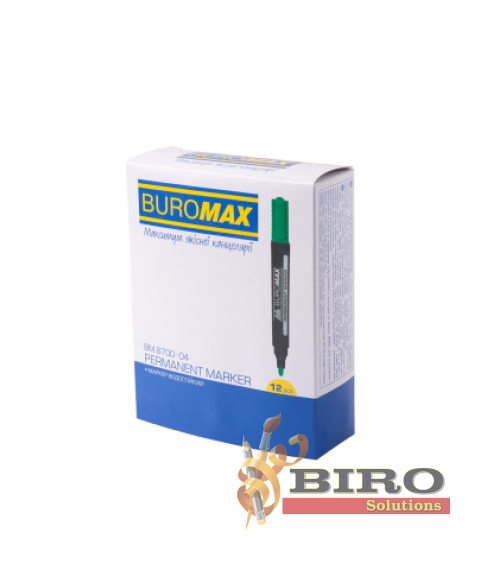 Marker permanent rezistent la apă, verde, 2–4 mm, bază alcoolică, BUROMAX