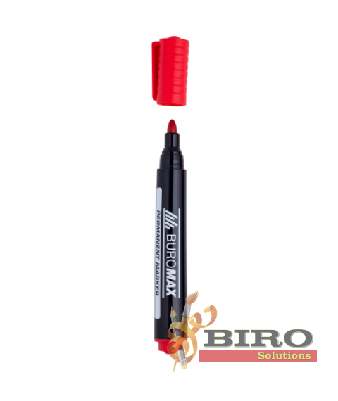 Marker permanent rezistent la apă, roșu , 2–4 mm, bază alcoolică, BUROMAX