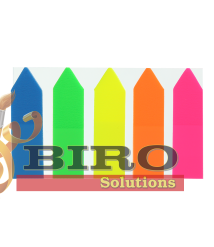 Notițe adezive din plastic SAGEATA, NEON 5 cul. x 25 foi, 45x12 mm BUROMAX