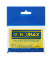 Hîrtie pentru notițe cu lipici PASTEL, 51,76 mm, 100 l., galben BUROMAX