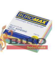 Hirtie pentru notite cu lipici 75×75 mm 250 file pastel Buromax