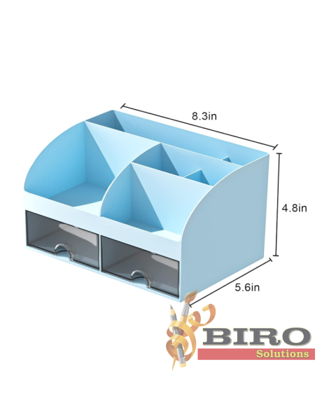Organizator de birou pentru rechizite, albastru, 14,2 × 12 × 21,1 cm, Foska BS8005