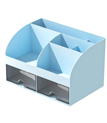 Organizator de birou pentru rechizite, albastru, 14,2 × 12 × 21,1 cm, Foska BS8005