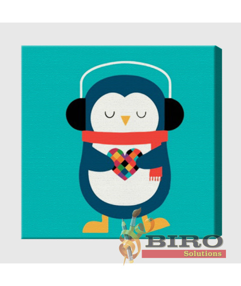 Pictură pe numere 20×20 cm Pinguin-meloman