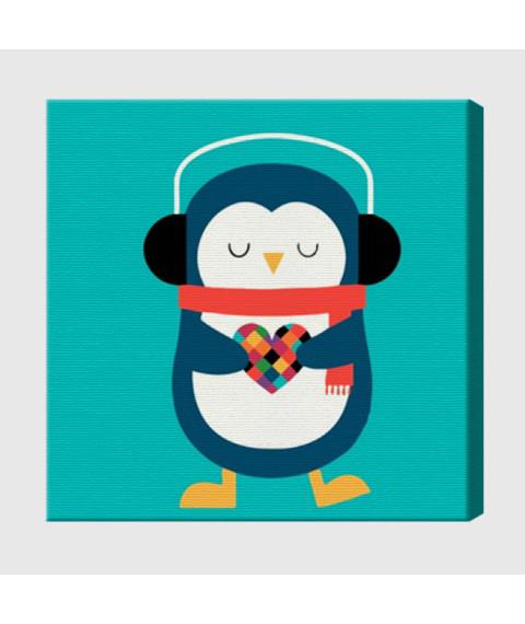 Pictură pe numere 20×20 cm Pinguin-meloman