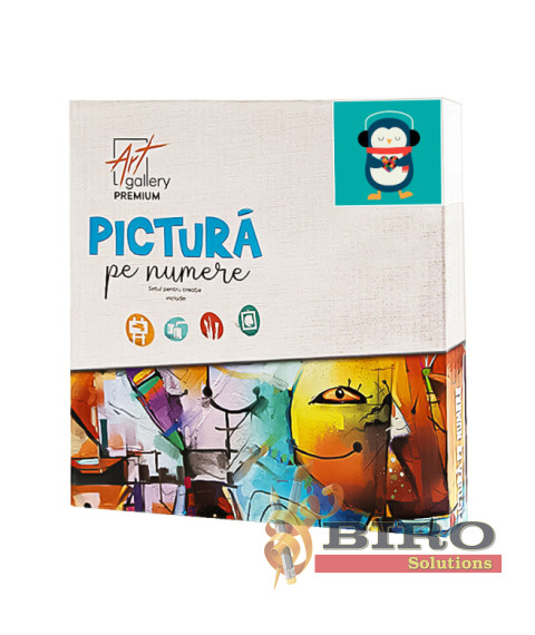Pictură pe numere 20×20 cm Pinguin-meloman