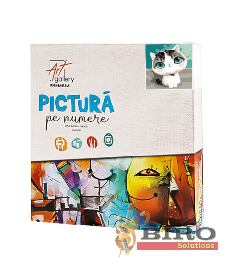 Pictură pe numere 20×20 cm Pisicuță cu ochi verzi
