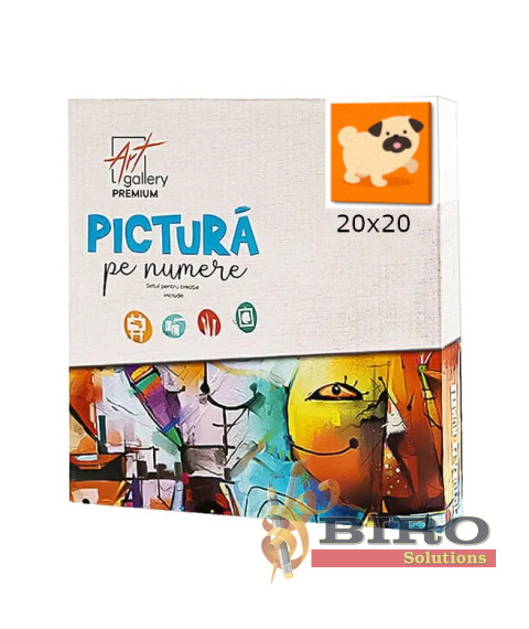 Pictura pe numere 20x20cm Mops