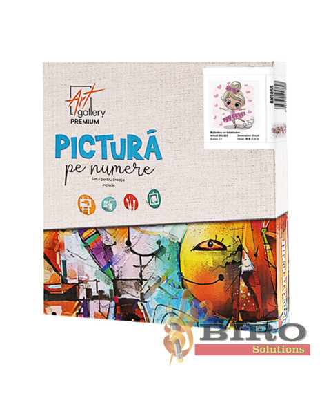 Pictură pe numere 20×20 cm „Balerina cu inimioare”