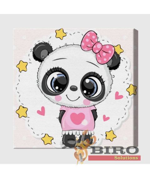 Pictură pe numere 20×20 cm Panda cu inimioară