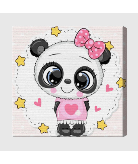 Pictură pe numere 20×20 cm Panda cu inimioară