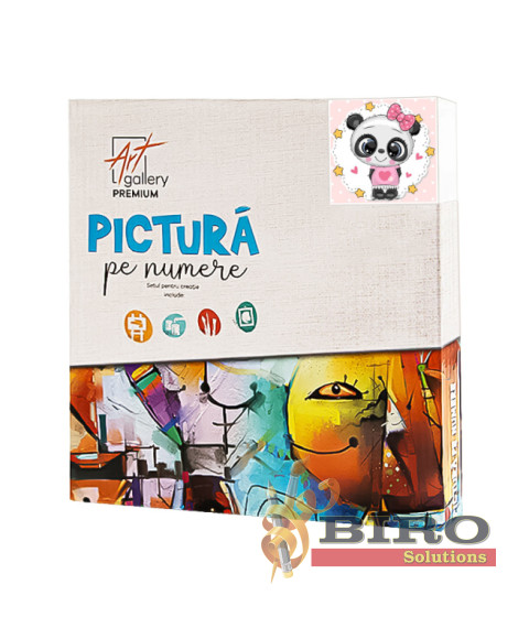 Pictură pe numere 20×20 cm Panda cu inimioară