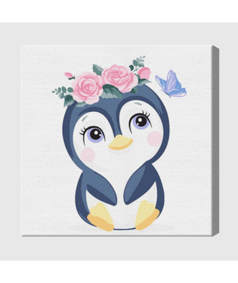 Pictură pe numere 20×20 cm Pinguin-meloman