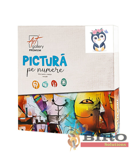 Pictură pe numere 20×20 cm Pinguin-meloman